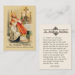 Holy Card   St. Andrew Avellino Patron for Strokes