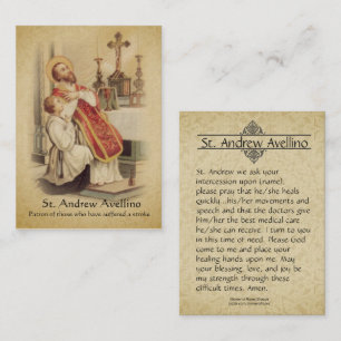 Holy Card   St. Andrew Avellino Patron for Strokes