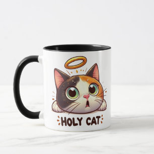 Holy Cat - Calico Angel Cat with Halo Funny Mug