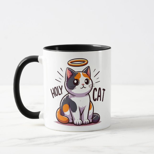  Holy Cat - Calico Cat with Halo Cute Funny  Mug (Left)
