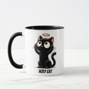  Holy Cat - Cute Black Cat with Halo Funny Mug