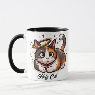  Holy Cat - Cute Calico Cat with Halo Funny  Mug