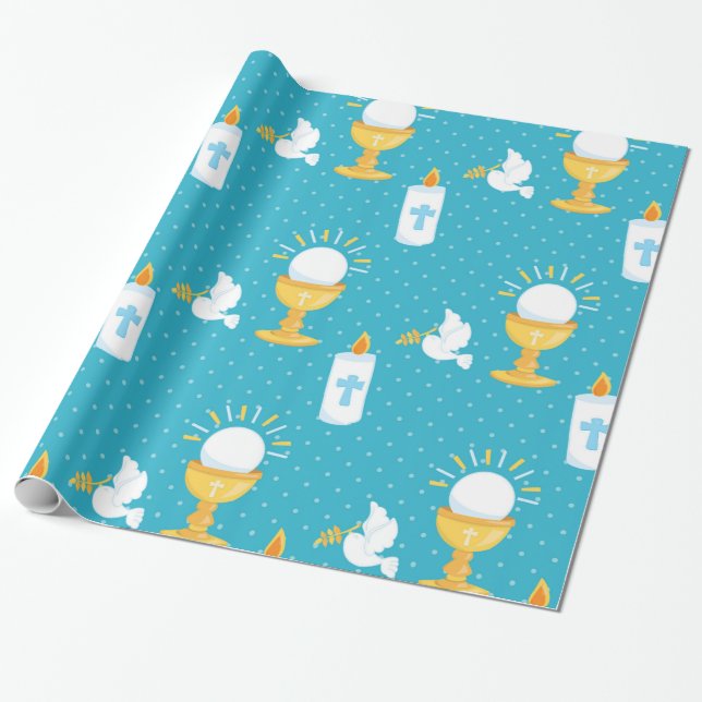 Holy Communion Christening Wrapping Paper (Unrolled)