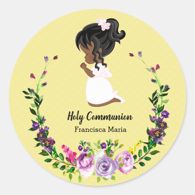 Holy Communion wreath * choose background colour Classic Round Sticker (Front)