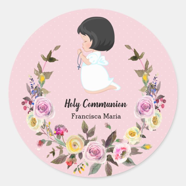 Holy Communion wreath * choose background colour Classic Round Sticker (Front)