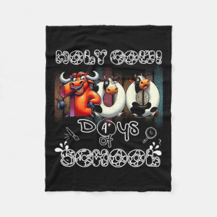 Holy Cow 100 Days Of School 100th Day Smarter Teac Fleece Blanket