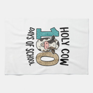 Holy Cow 100 Days of School Vintage Cow Shirt Desi Kitchen Towel