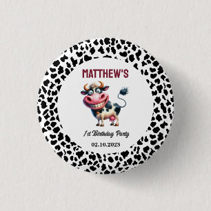 Holy Cow! 1st Birthday Animal First Birthday 1 Inch Round Button