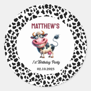 Holy Cow! 1st Birthday Animal First Birthday Classic Round Sticker
