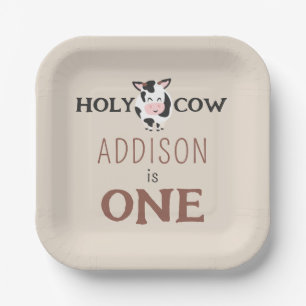 Holy Cow 1st Birthday Farm Animal Party Paper Plate