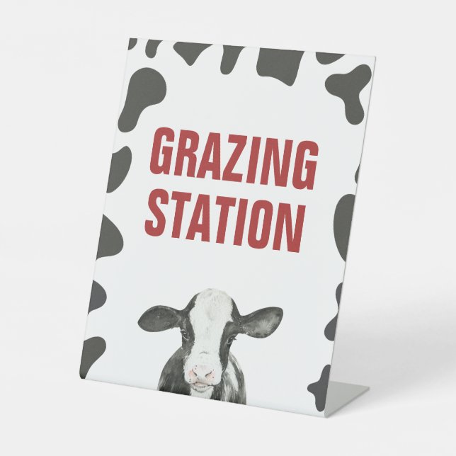 Holy Cow 1st Birthday Grazing Station Food Sign (Front)