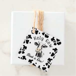 Holy Cow 1st Birthday Watercolor Favour Tags