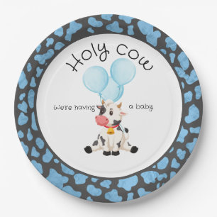 Holy Cow Baby Shower Invitation Paper Plate