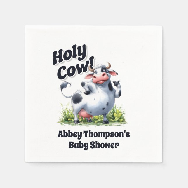Holy Cow Baby Shower Napkin (Front)