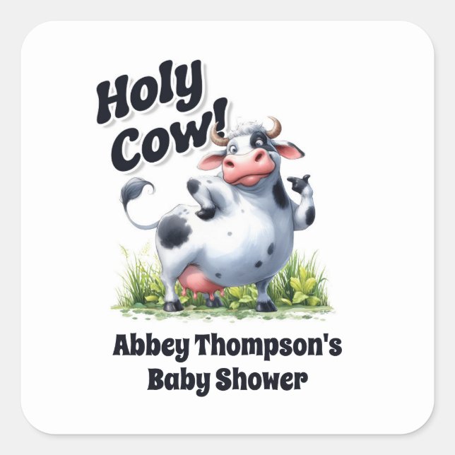 Holy Cow Baby Shower Square Sticker (Front)