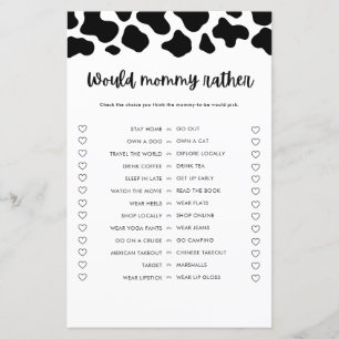 Holy Cow Baby Shower Would Mommy Rather Game