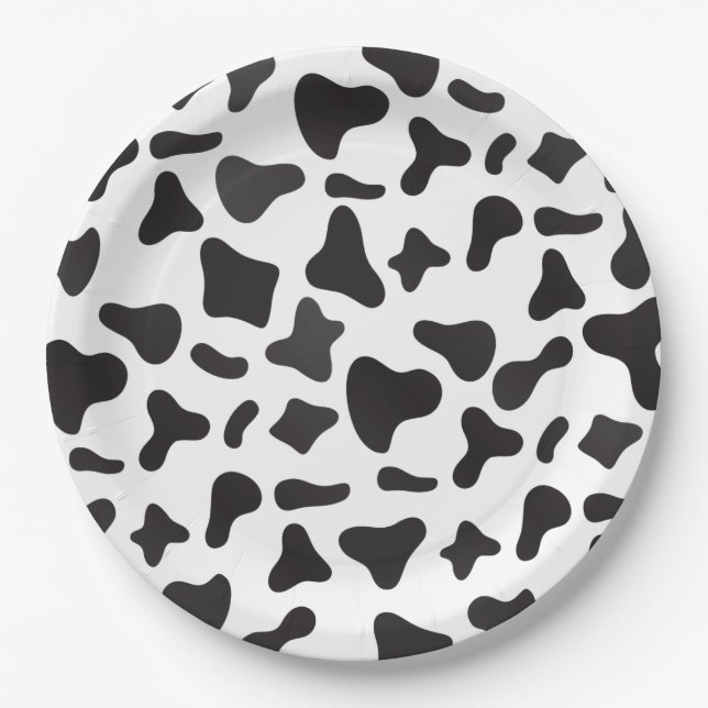 Holy Cow Birthday Cow Print Farm Paper Plates (Front)