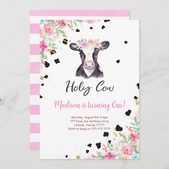 Holy Cow Birthday Invitation (Front/Back)
