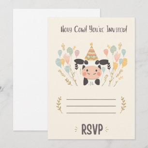 Holy Cow Birthday Invitation with RSVP Editable