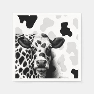 Holy Cow! Black & White Country Birthday Party Napkin