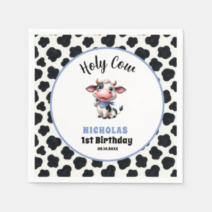 Holy Cow Boy First Birthday Farm Theme  Napkin