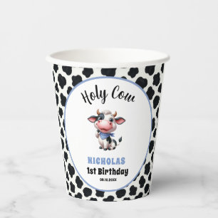 Holy Cow Boy First Birthday Farm Theme  Paper Cups