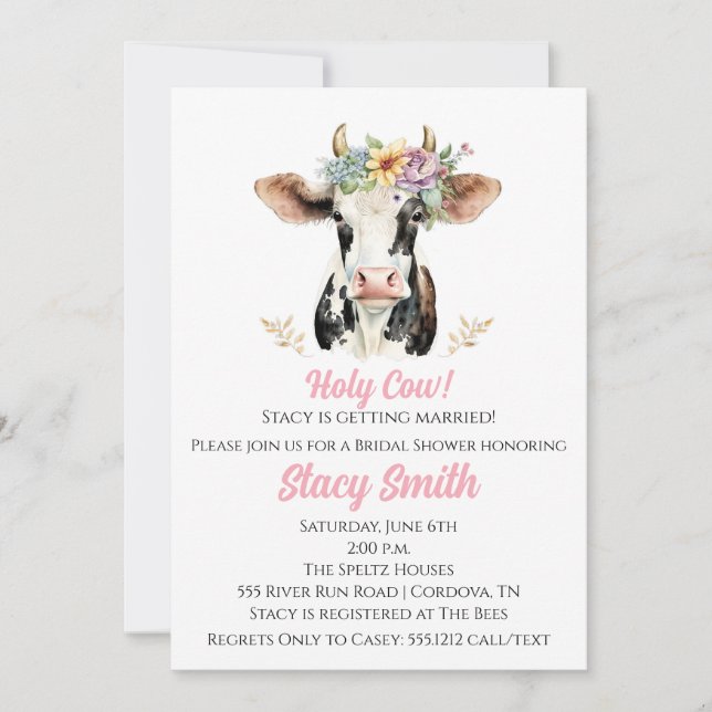 Holy Cow Bridal Shower Invitation (Front)