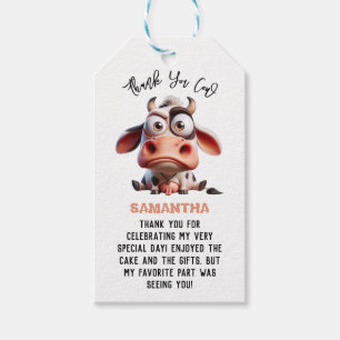 Holy Cow Caricatures I’m One Cowgirl 1st Birthday  Gift Tags
