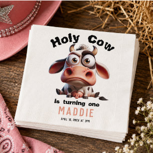 Holy Cow Caricatures I’m One Cowgirl 1st Birthday Napkin