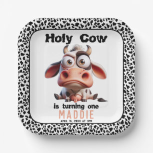Holy Cow Caricatures I’m One Cowgirl 1st Birthday Paper Plate