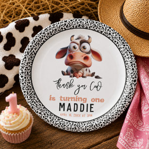 Holy Cow Caricatures I’m One Cowgirl 1st Birthday  Paper Plate