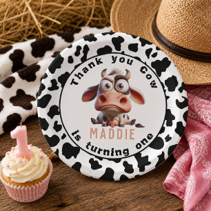 Holy Cow Caricatures I’m One Cowgirl 1st Birthday  Paper Plate