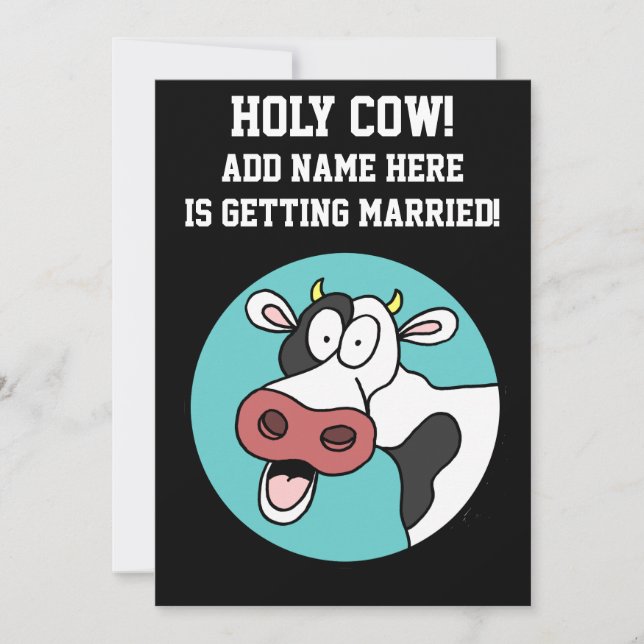 Holy Cow Cartoon Bachelor Party Invitation (Front)