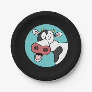 Holy Cow Cartoon Cow Retirement Party Plates