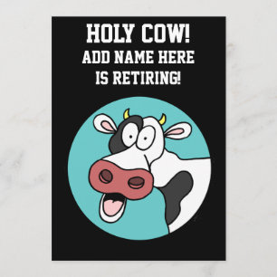 Holy Cow Cartoon Retirement Party Invitation