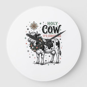 Holy Cow Christmas Vintage Cow Holiday Shirt_1 Large Clock