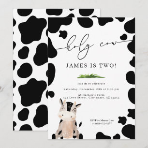 Holy Cow Country Farm Boy's Birthday  Invitation