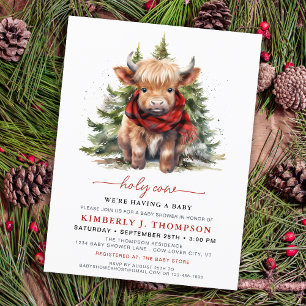 Holy Cow Cozy Highland Calf Winter Baby Shower Postcard
