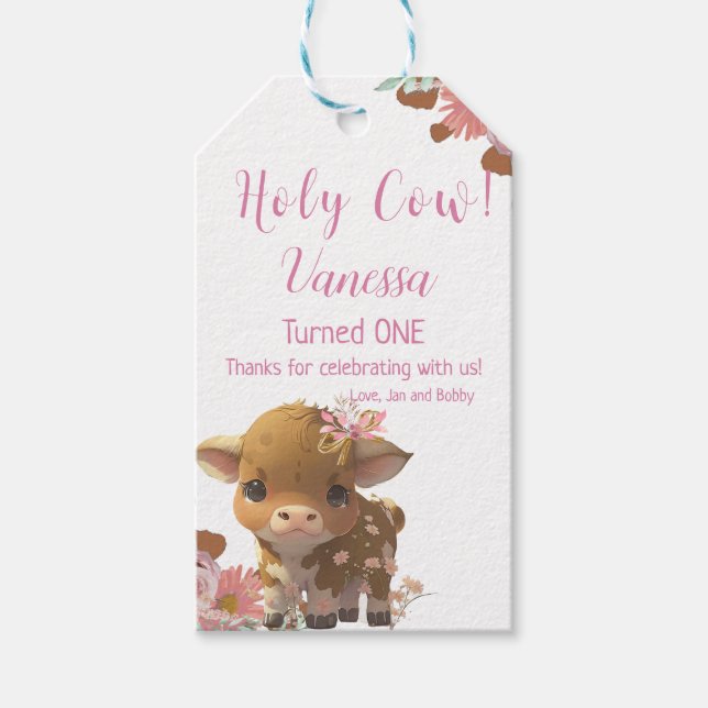 Holy Cow First Birthday   Gift Tags (Front)