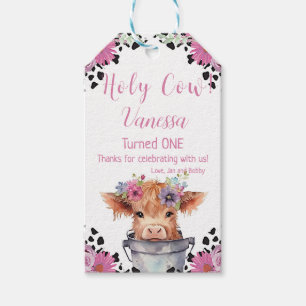 Holy Cow First Birthday Gift Tags