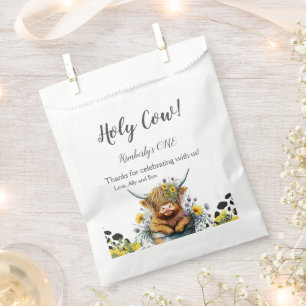 Holy Cow First Birthday , Highland Cow, Thank You Favour Bag