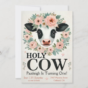 Holy Cow First Birthday Invitation
