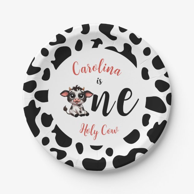 Holy Cow First Birthday Paper Plate (Front)