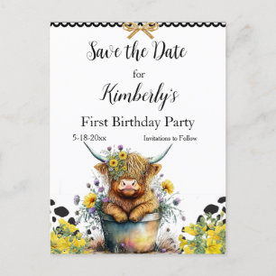 Holy Cow First Birthday , Save the Date Postcard