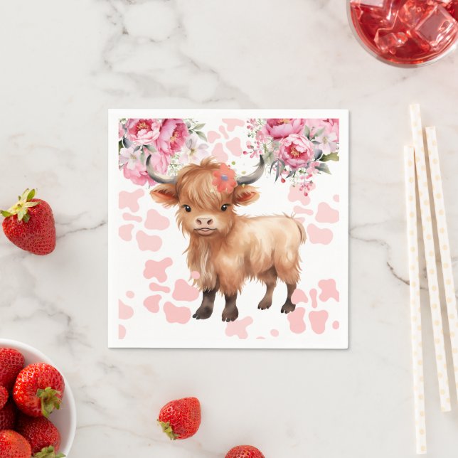 Holy Cow Floral Baby Shower Napkin (Insitu)