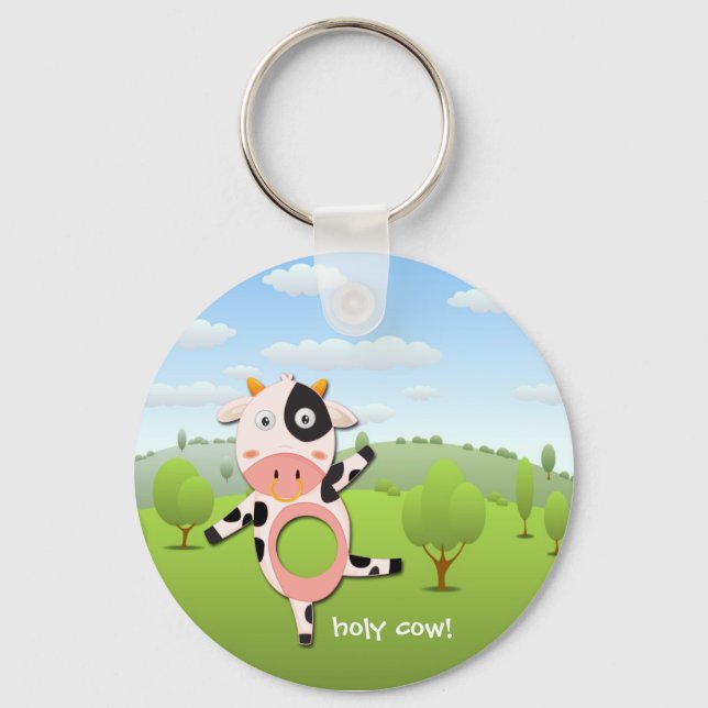 holy cow! Funny Farm key Chain (Front)