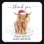Holy Cow Highland Calf Baby Shower Christmas Square Sticker<br><div class="desc">This design may be personalized in the area provided by changing the photo and/or text. Or it can be customized by clicking Personalize this Template and then choosing the click to customize further option and delete or change the colour of the background, add text, change the text colour or style,...</div>