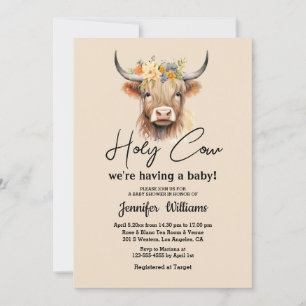 holy cow highland calf baby shower minimalist  invitation