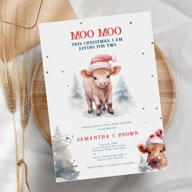 Holy Cow Highland Cow Elegant Winter Baby Shower Invitation (Creator Uploaded)