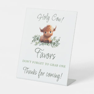 HOLY COW HIGHLAND MODERN COUPLES BABY SHOWER PEDESTAL SIGN